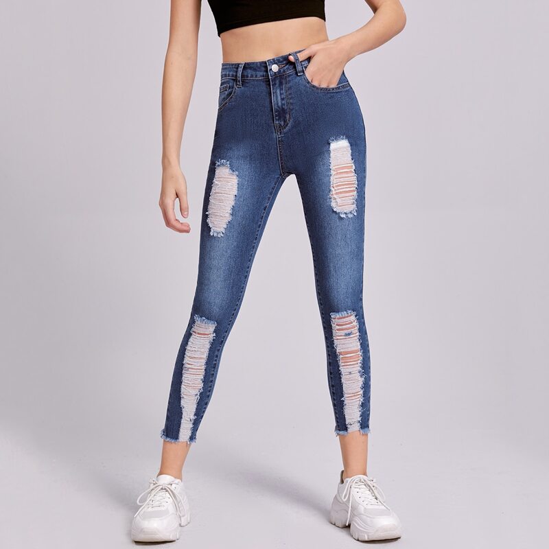 

Distressed Skinny Jeans, Medium wash