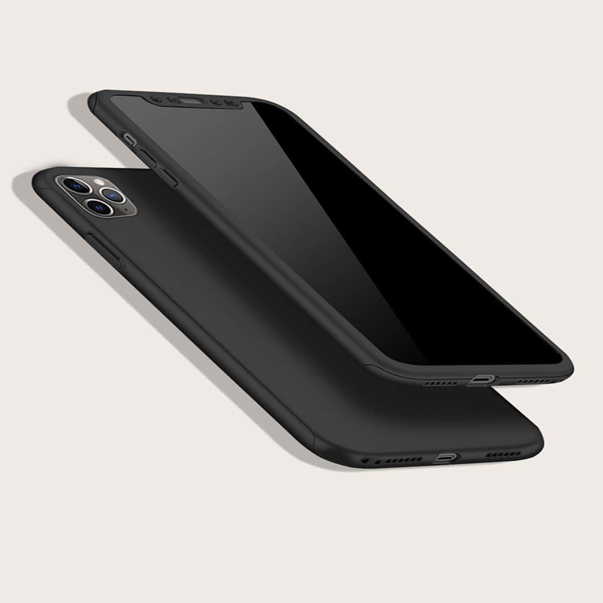 

1pc Solid Color iPhone Case, Black