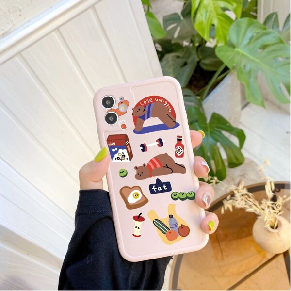 

Cartoon Bear Print iPhone Case, Multicolor