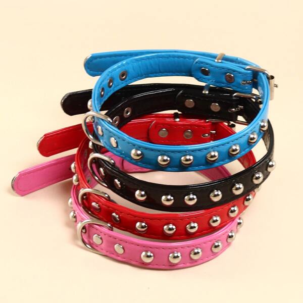 

1pc Random Color Studded Pet Collar, Multicolor