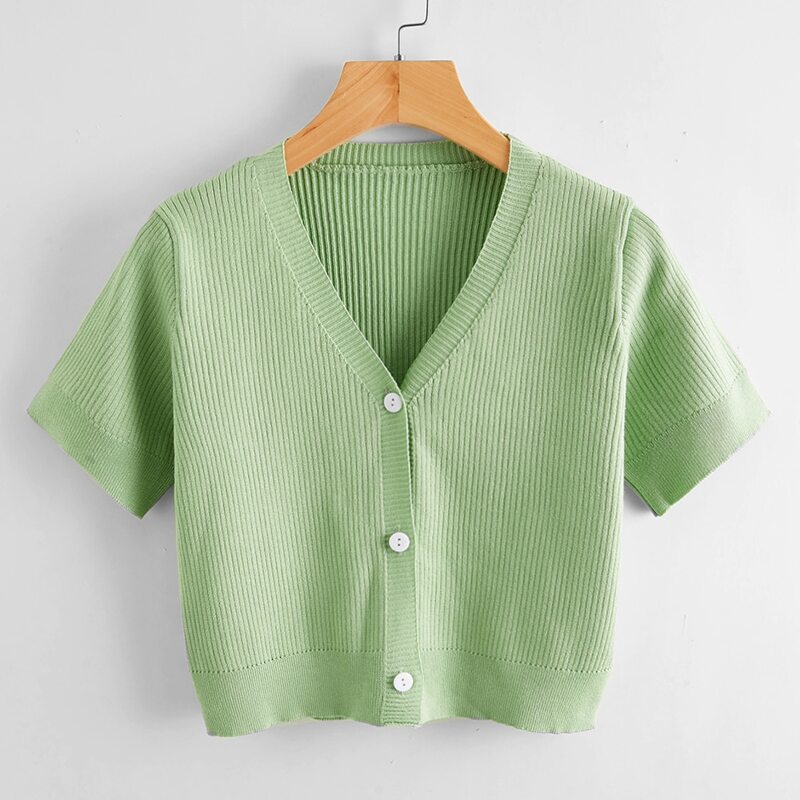 

Button Front Knit Cardigan, Mint green
