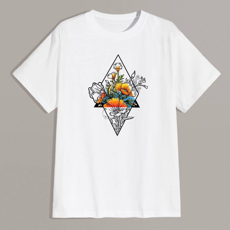 

Guys Flower Graphic Tee, White