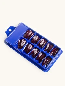 Actualice instantáneamente su aspecto con 100 piezas de uñas postizas brillantes de color sólido de color burdeos largo - Burdeos - Ver 3