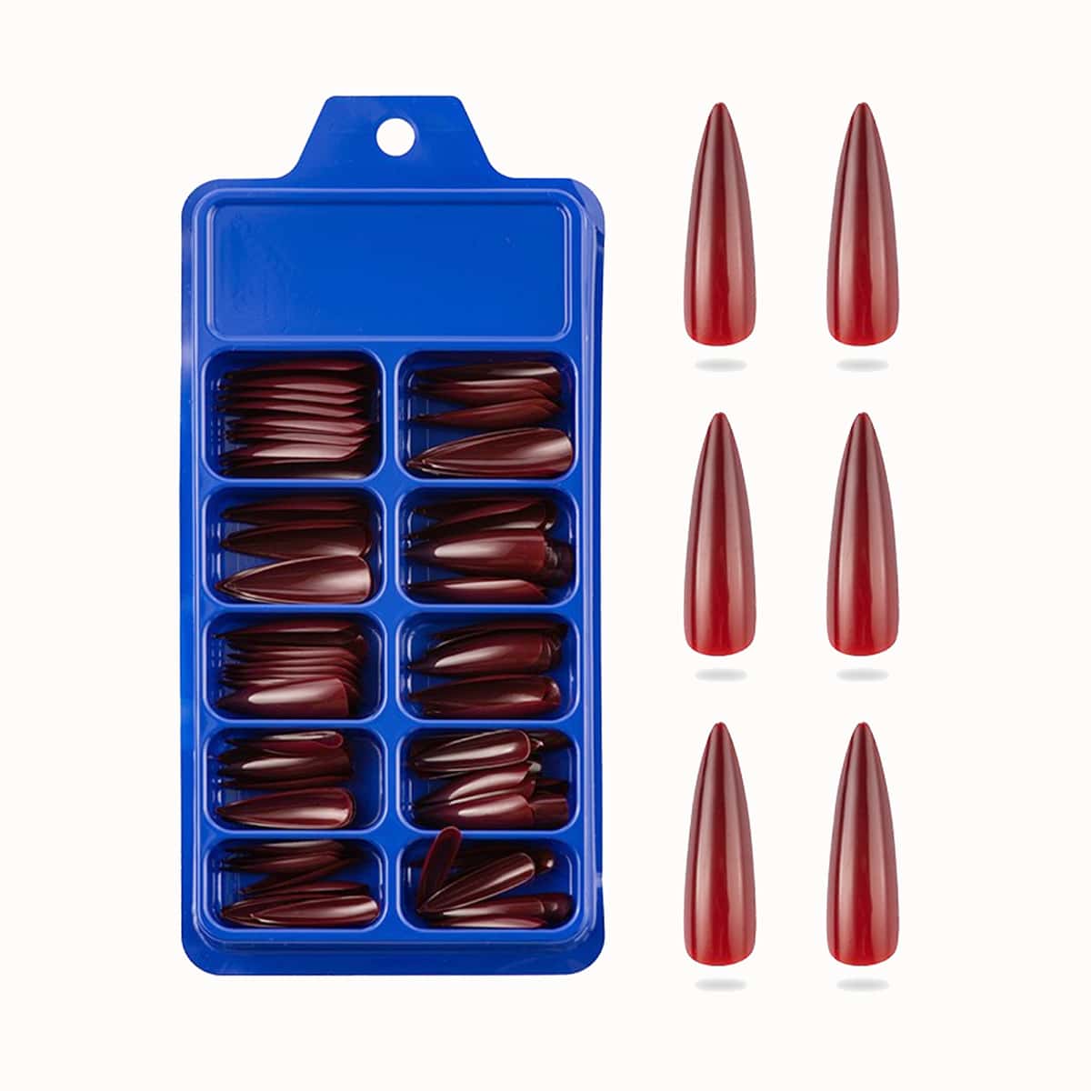 

100pcs Solid Fake Nail, Burgundy