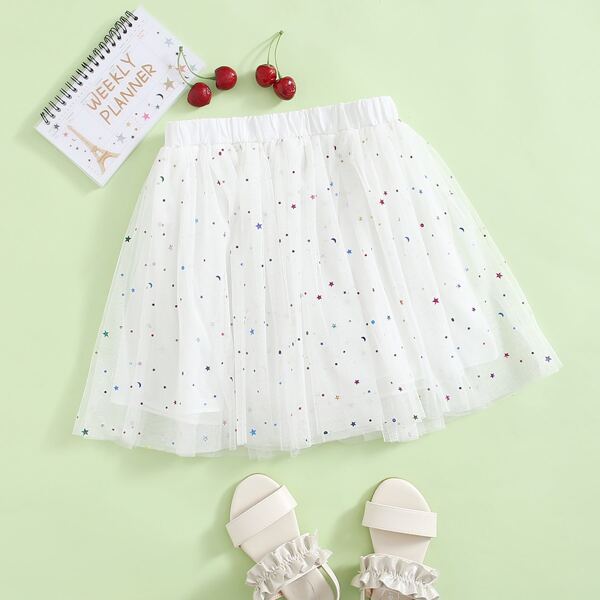 

Girls Galaxy Mesh Flare Skirt, White