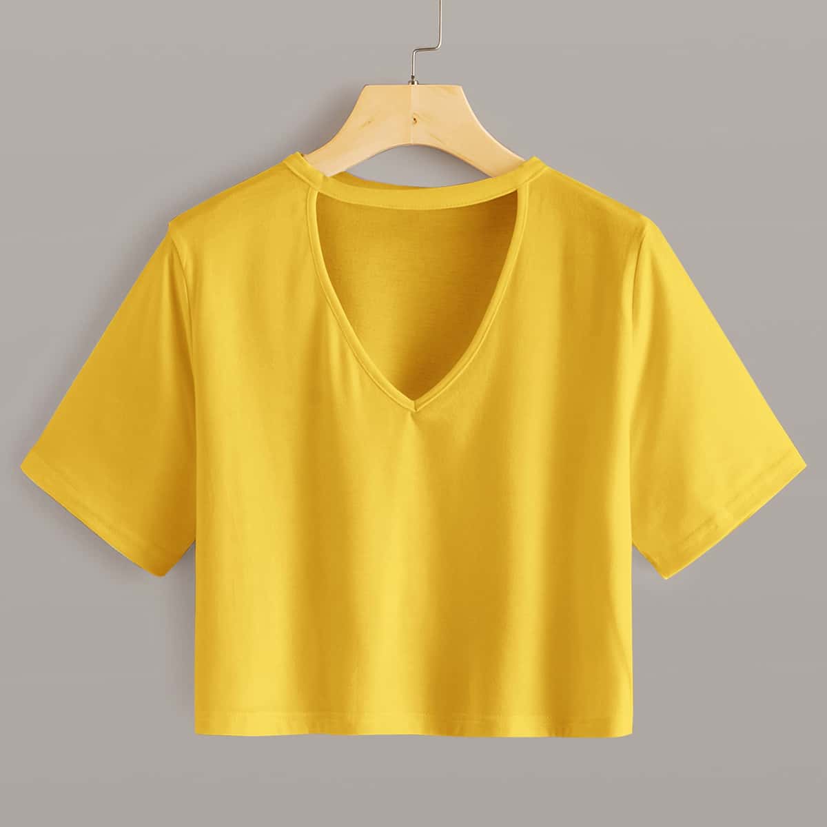 

Keyhole Neck Crop Tee, Yellow