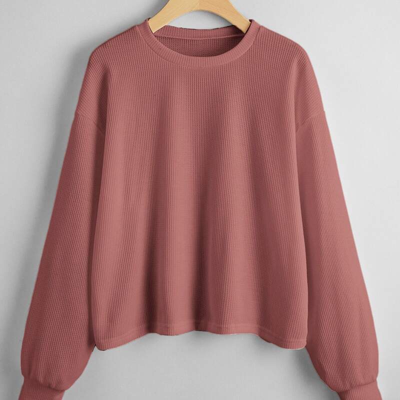 

Solid Drop Shoulder Sweater, Redwood