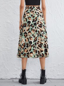 SHEIN Essnce All Over Print Split Thigh Skirt - Multicolor - View 2