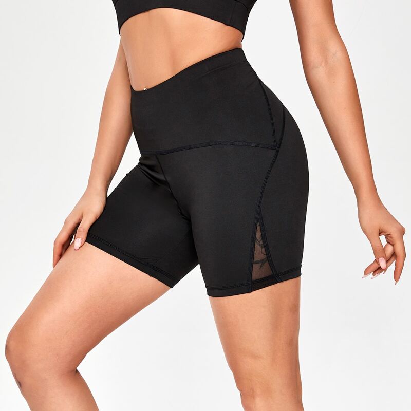 

Contrast Mesh Sports Shorts, Black