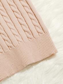 SHEIN EZwear Cable Knit Cropped Sweater Vest - Apricot - View 5
