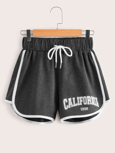 Letter Graphic Dolphin Shorts