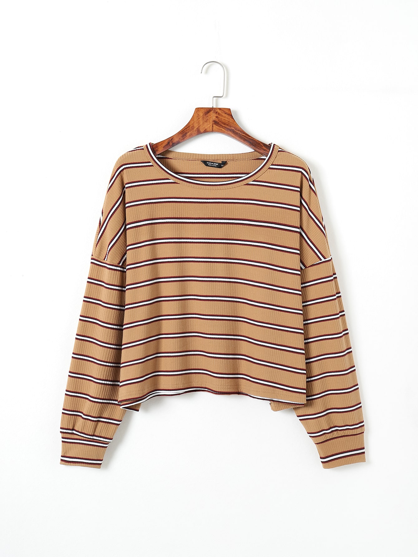 Plus Striped Rib Drop Shoulder Tee thumbnail