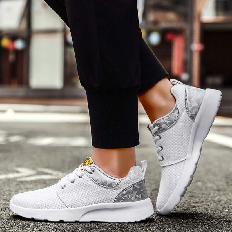 

Lace-up Front Mesh Panel Sneakers, White
