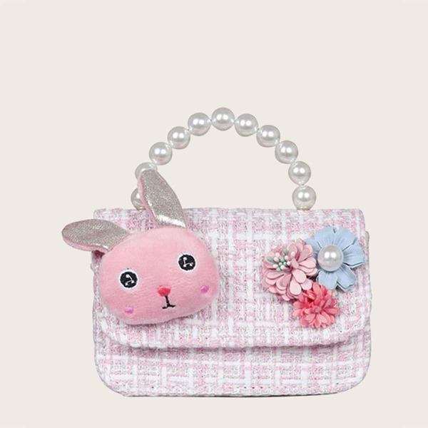 

Girls Faux Pearl Beaded Satchel Bag, Pink