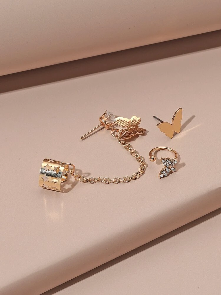 3pcs Butterfly Decor Earrings Set