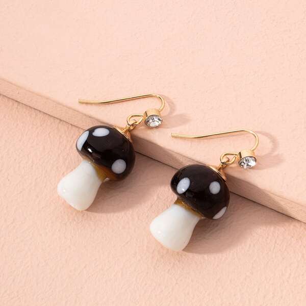 

Mushroom Drop Earrings, Brown