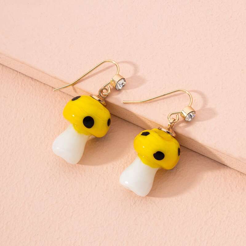 

Mushroom Drop Earrings, Yellow