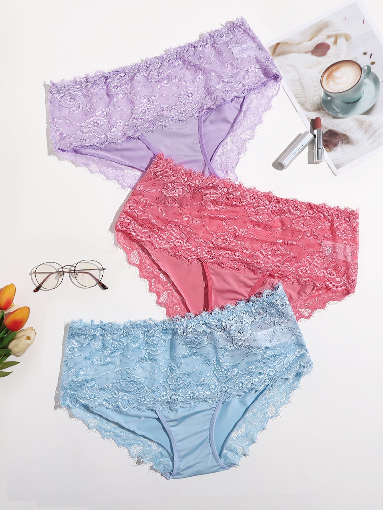 3pack Plus Floral Lace Panty Set thumbnail