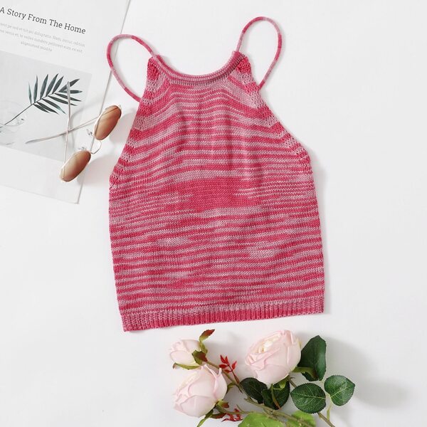 

Lace Up Backless Knit Top, Multicolor