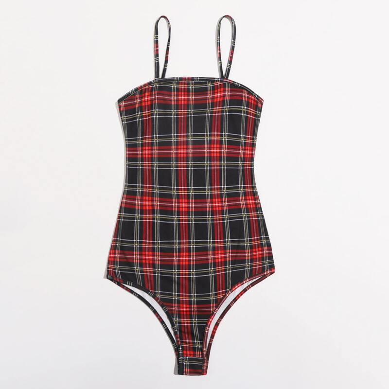 

Plaid Cami Bodysuit, Multicolor