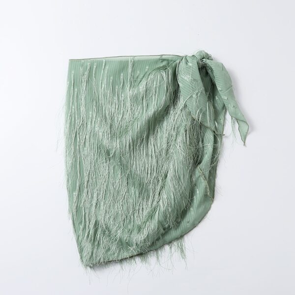 

Chiffon Fringe Hem Tie Side Cover Up Skirt, Mint green