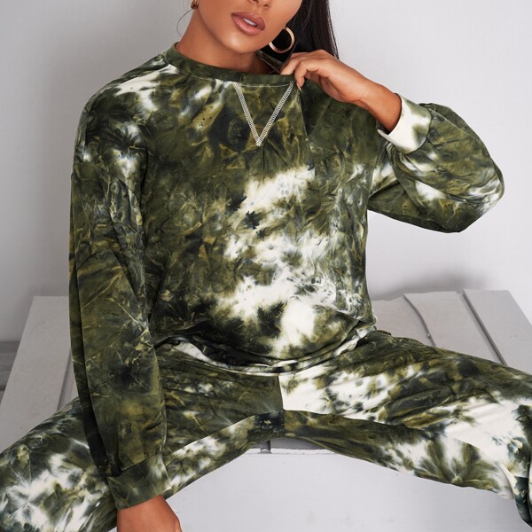 

Drop Shoulder Tie Dye Sweatshirt, Multicolor