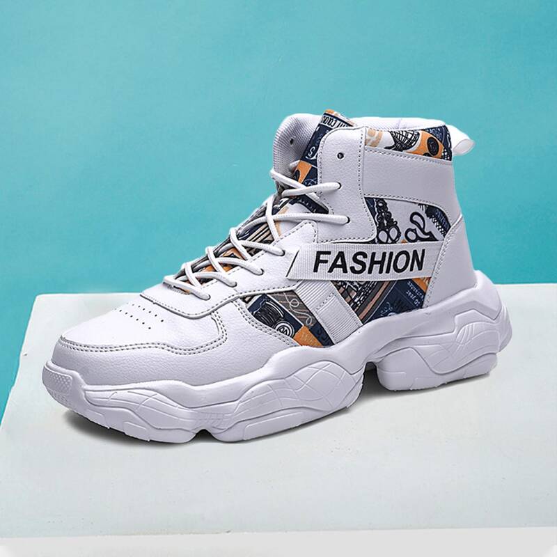 

Guys Letter Graphic High Top Chunky Sneakers, White