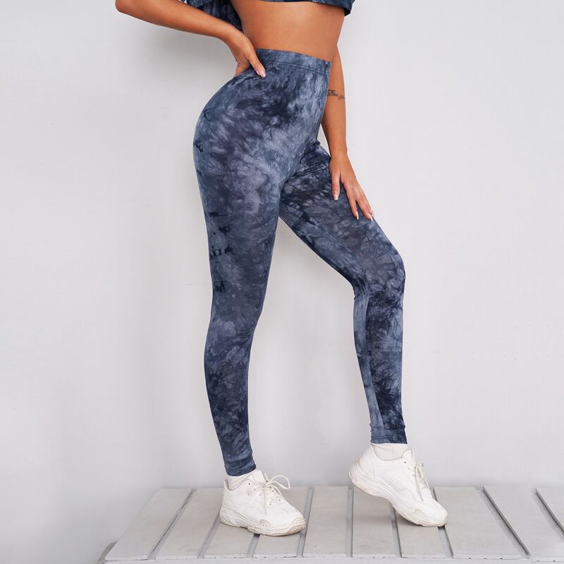 

High Waist Tie Dye Leggings, Navy blue