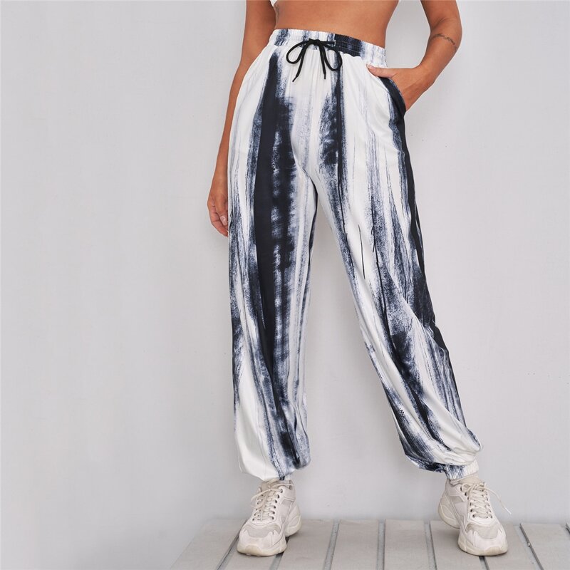 

Drawstring Waist Slant Pocket Tie Dye Pants, Multicolor