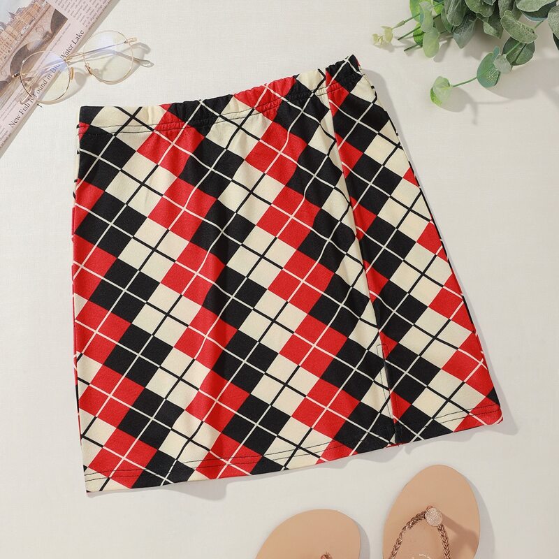 

Argyle Pattern Straight Mini Skirt, Multicolor