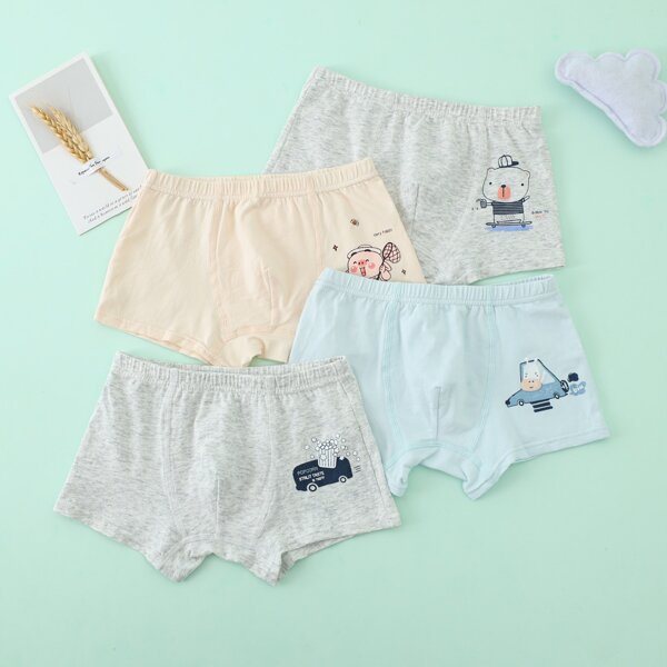 

Toddler Boys 4pcs Cartoon Graphic Underwear, Multicolor