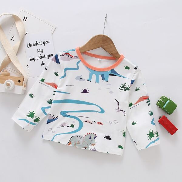 

Toddler Boys Cartoon Dinosaur Print Tee, Multicolor