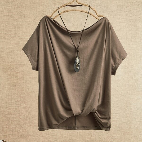 

Solid Twist Front High Low Tee, Mocha brown