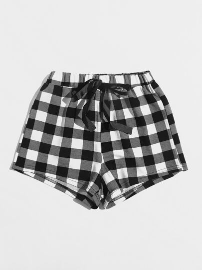 Drawstring Gingham Shorts