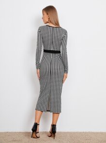 BizChic Đầm Chia răng cưa Thanh lịch - Đen và trắng - Xem 2