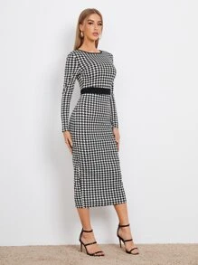 BizChic Đầm Chia răng cưa Thanh lịch - Đen và trắng - Xem 5