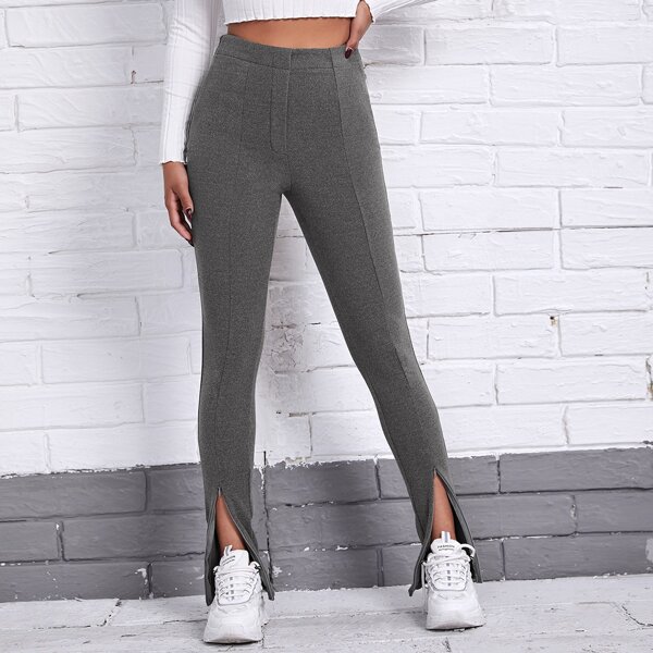

Zip Split Hem Pants, Grey