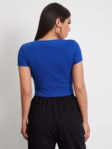 SHEIN EZwear Top Corto De Punto Acanalado