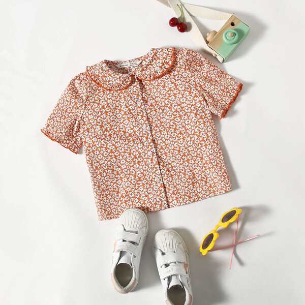 

Toddler Girls Contrast Stitch Ditsy Floral Blouse, Multicolor