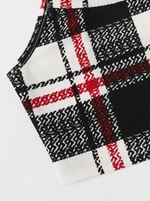 SHEIN 女孩格紋圖案短版吊帶上衣 - 彩色 - 查看 4
