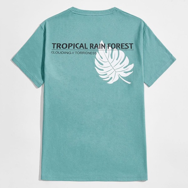 

Men Leaf & Slogan Graphic Tee, Green