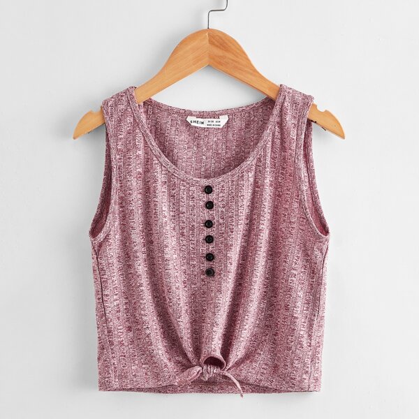 

Girls Knot Marble Knit Tank Top, Dusty pink