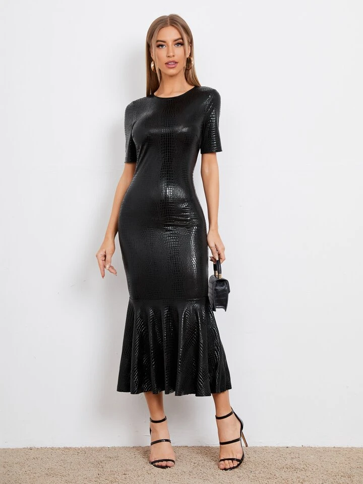 Our Crocodile Embossed Mermaid Dress is such a vibe - ROMWE