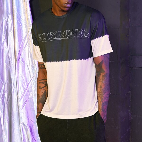 

Men Letter Graphic Colorblock Tee, Multicolor