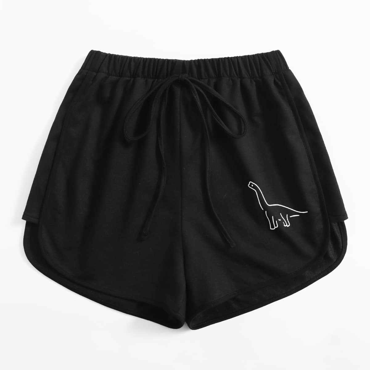 

Cartoon Graphic Dolphin Shorts, Black