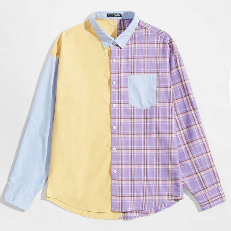 

Guys Color Block Tartan Shirt, Multicolor