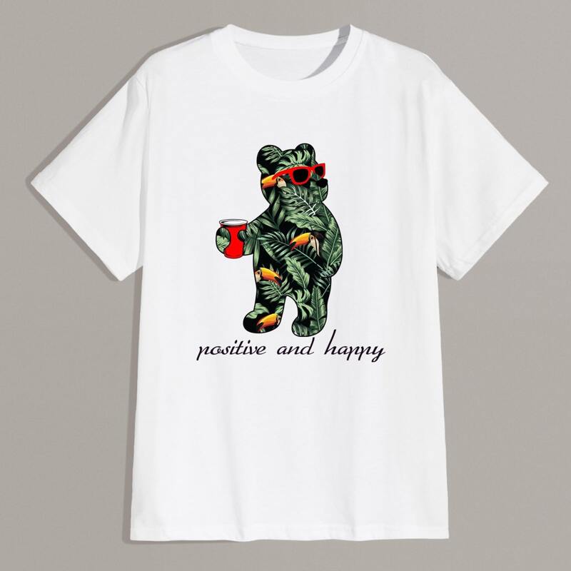 

Guys Cartoon & Letter Graphic Tee, White