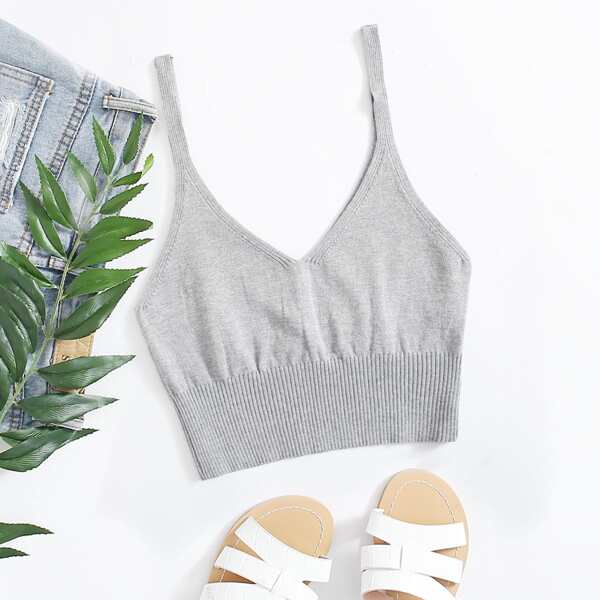 

Solid Knit Cami Top, Grey