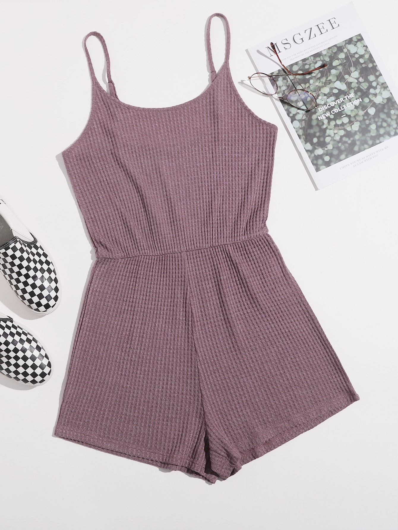 Waffle knit romper womens Clearance