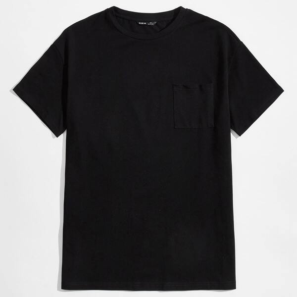 

Men Solid Pocket Detail Tee, Black